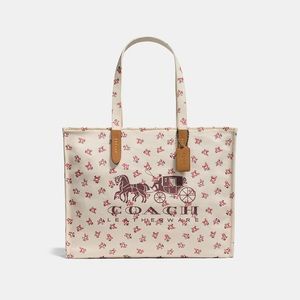 Coach Horse & Carriage canvas Tote 42 white floral